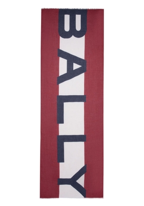 Bally logo-intarsia frayed scarf - Blue