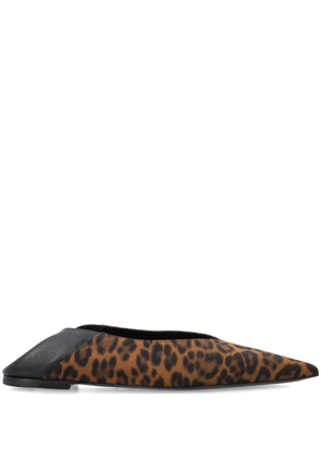 Saint Laurent Carolyn leopard-print slippers - Black