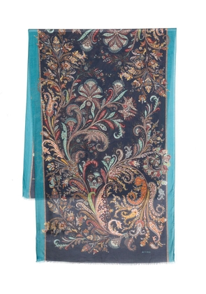 ETRO paisley-print frayed scarf - Blue