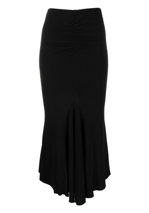 THE ANDAMANE high-waisted godet midi skirt - Black