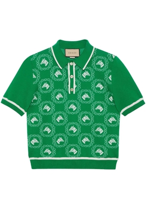 Gucci horse-pattern wool polo-shirt - Green