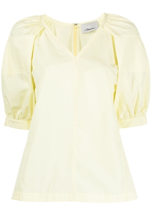 3.1 Phillip Lim V-neck short puff-sleeve blouse - Yellow