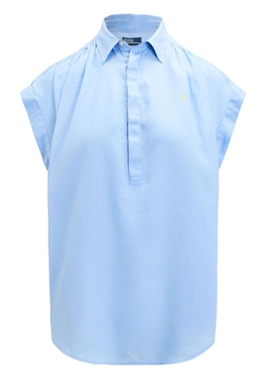Polo Ralph Lauren Polo Pony cap-sleeve linen blouse - Blue