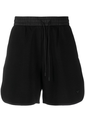 Emporio Armani logo-embroidered drawstring track shorts - Black