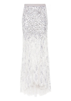 Elisabetta Franchi sequined fringed maxi skirt - Silver