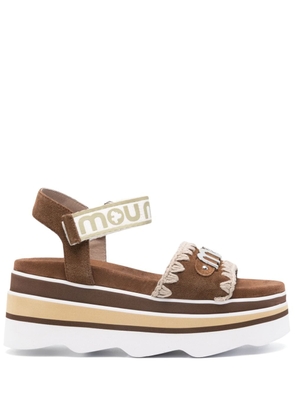 Mou logo-lettering suede sandals - Brown