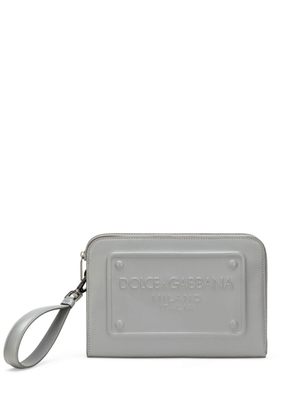 Dolce & Gabbana logo-embossed calfskin pouch - Grey