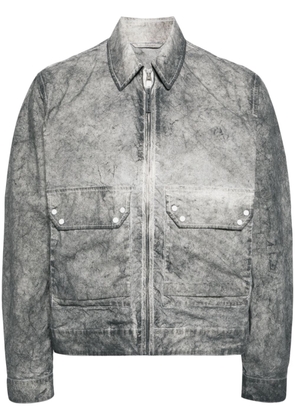 Ten C zip-up distressed-effect shirt jacket - Grey