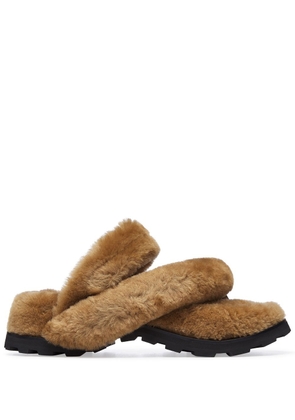 Jil Sander faux-fur leather sandals - Brown