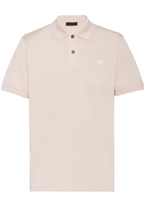 Prada triangle-logo cotton polo shirt - Pink