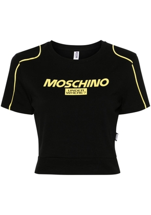 Moschino logo-print cropped T-shirt - Black