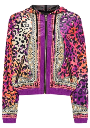 Just Cavalli leopard-print hooded jacket - Purple
