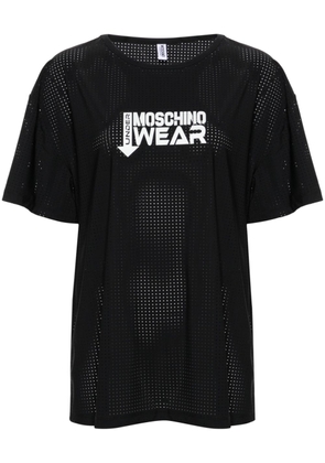 Moschino logo-print perforated T-shirt - Black