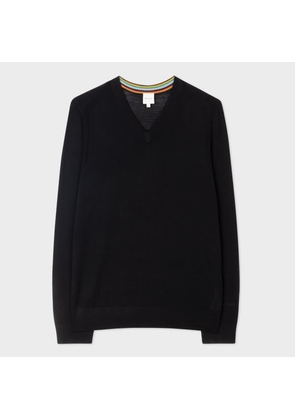 Paul Smith Black Merino Wool V-Neck Sweater
