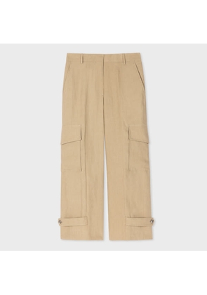 Paul Smith Women's Pale Khaki Linen Cargo Trousers