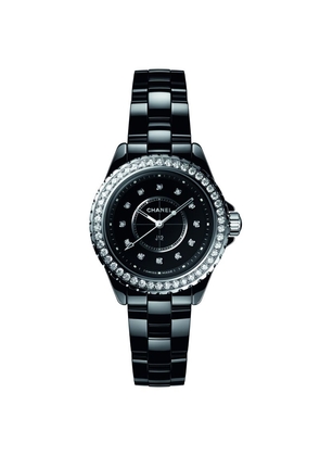 Chanel Ceramic And Diamond J12 Watch 33Mm