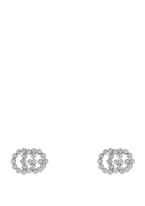 Gucci White Gold And Diamond Gg Running Stud Earrings
