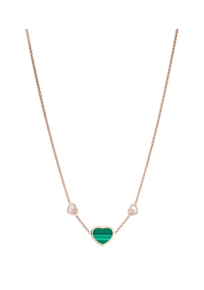 Chopard Rose Gold, Diamond And Malachite Happy Hearts Necklace