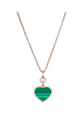 Chopard Rose Gold, Diamond And Malachite Happy Hearts Necklace