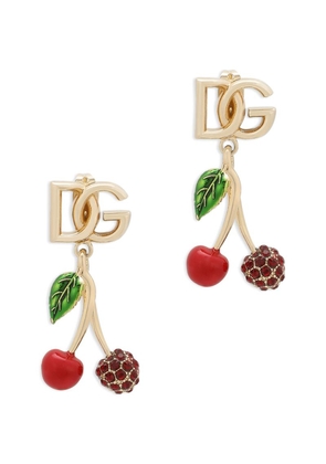 Dolce & Gabbana Embellished Cherry Logo Earrings