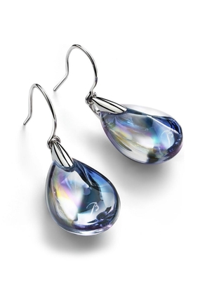 Baccarat Sterling Silver Fleurs De Psydelic Iridescent Clear Earrings