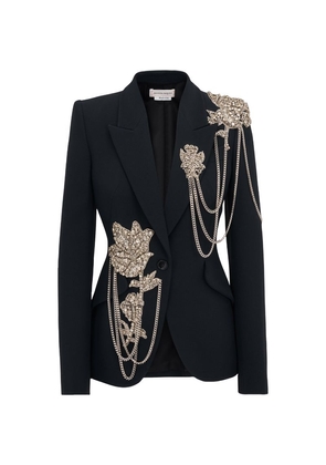 Alexander Mcqueen Crystal Embroidered Suit Jacket