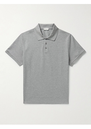 SAINT LAURENT - Cotton-Piqué Polo Shirt - Men - Gray - S
