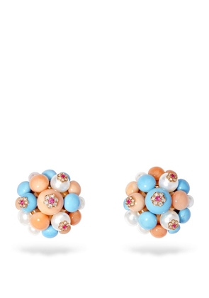 David Morris Rose Gold, Diamond And Sapphire Large Berry Cluster Earrings
