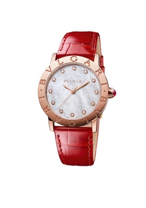 Bvlgari Rose Gold, Mother-Of-Pearl And Diamond Watch 33Mm