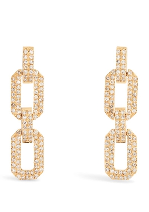 Shay Yellow Gold And Diamond Deco Chain Earrings