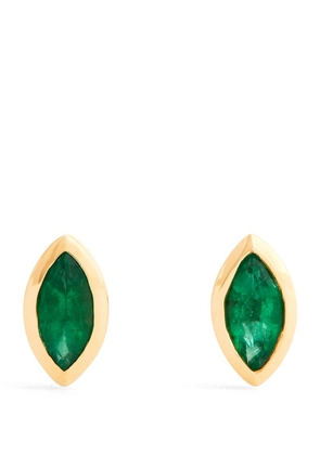Shay Yellow Gold And Emerald Marquise Stud Earrings