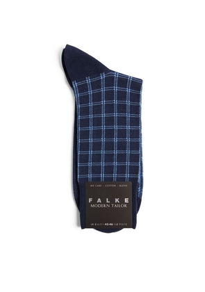 Falke Cotton-Blend Checked Modern Tailor Socks