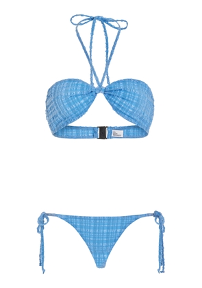 Lisa Marie Fernandez - Seersucker Halter Bandeau Bikini Top - Blue - XS - Moda Operandi