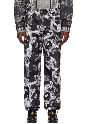 Versace Jeans Couture Black & White Watercolor Couture Trousers