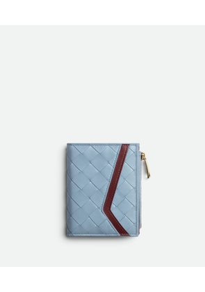Bottega Veneta Intrecciato Check Small Bi-fold Wallet - Blue - Woman - Lambskin