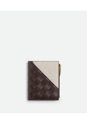Bottega Veneta Intrecciato Diagonal Small Bi-fold Wallet - Brown - Woman - Lambskin