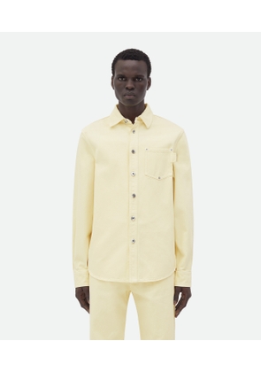 Bottega Veneta Yellow Wash Denim Shirt - Yellow - Man   Cotton
