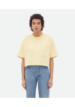 Bottega Veneta Jersey Cropped T-shirt With V Pocket - Yellow - Woman - XS - Cotton
