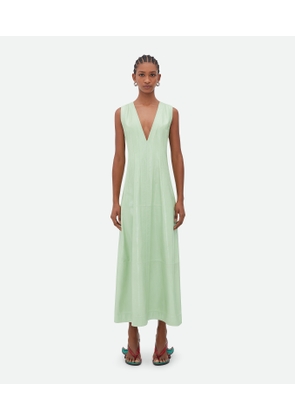 Bottega Veneta Shiny Leather Dress With Fringes Detail - Green - Woman   Lambskin