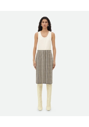 Bottega Veneta Cotton Viscose Check Skirt - Multicolor - Woman - S - Linen, Viscose & Cotton
