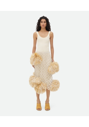 Bottega Veneta Paper Mesh Crochet Skirt With Pompom - White - Woman - S - Paper & Viscose