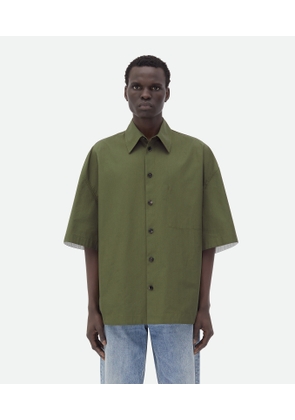 Bottega Veneta Compact Cotton Shirt - Green - Man   Cotton