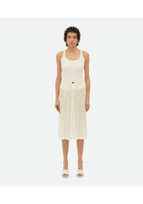 Bottega Veneta Light Cotton Gauze Skirt - White - Woman   Cotton