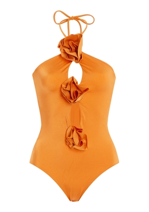 Maygel Coronel - Fiora Rosette-Detailed Cutout One-Piece Swimsuit - Orange - OS - Moda Operandi