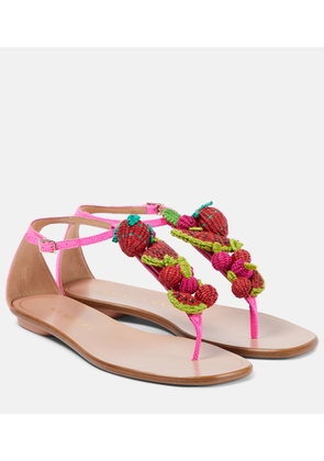 Aquazzura Strawberry Punch raffia thong sandals