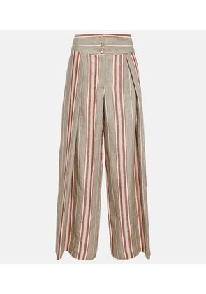 Loro Piana Notan striped wide-leg linen pants