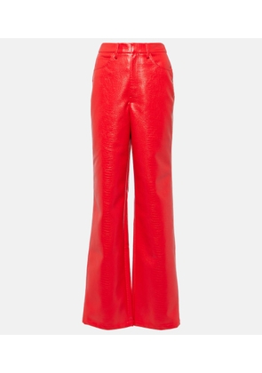 Rotate Croc-effect faux leather straight pants