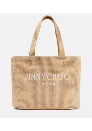 Jimmy Choo Beach logo raffia tote bag