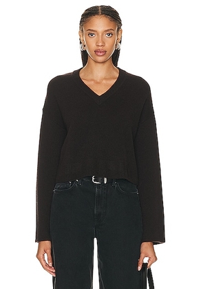 SABLYN Solana V Neck Sweater in Oak Tree - Chocolate. Size L (also in M, S).