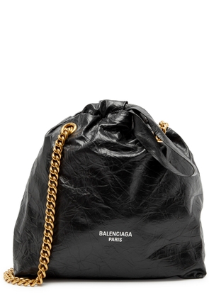 Balenciaga Crush Small Crinkled Leather Bucket bag - Black